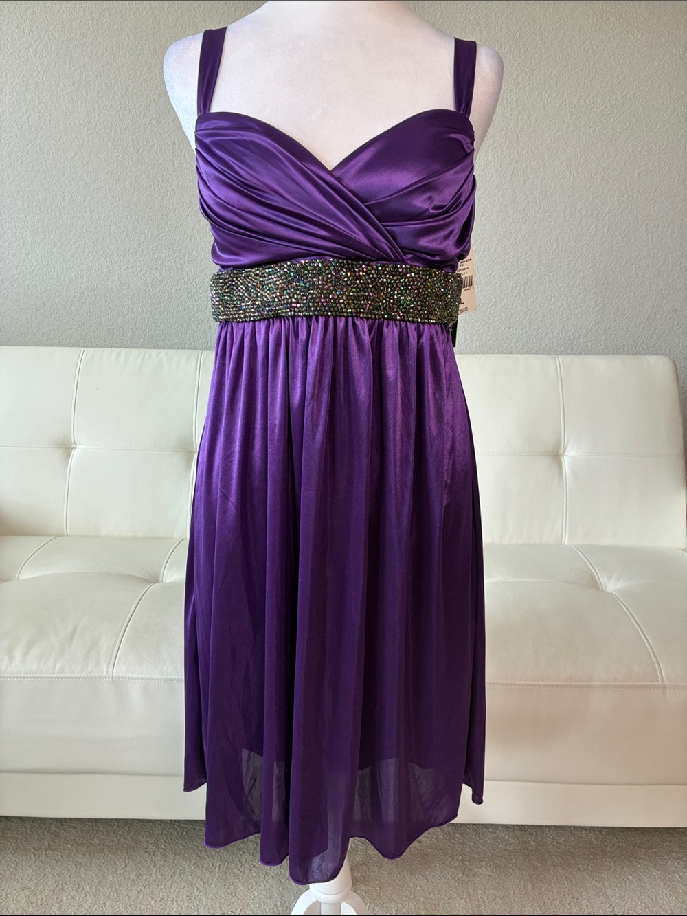 Y2K Purple Beaded Waist A-Line Cocktail Dress by My Michelle Vintage